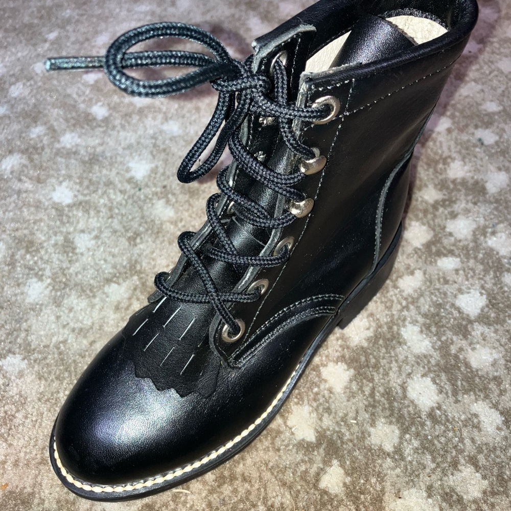 Black Western Boots size 8.5 D Toddler Boots NWOT Lace up Riding Kids - Picture 5 of 8